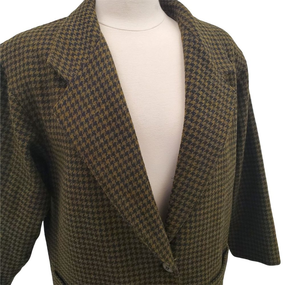 Vintage V-neck Houndstooth Print Sport Coat Blazer - Picture 6 of 9